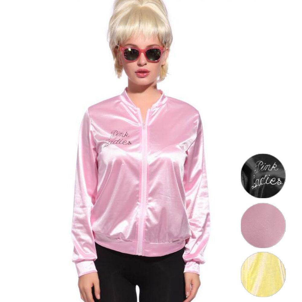 1950s Grease Pink Lady Ladies Satin Jacket Top Fancy Dress Up Costume - Pajamasbuy