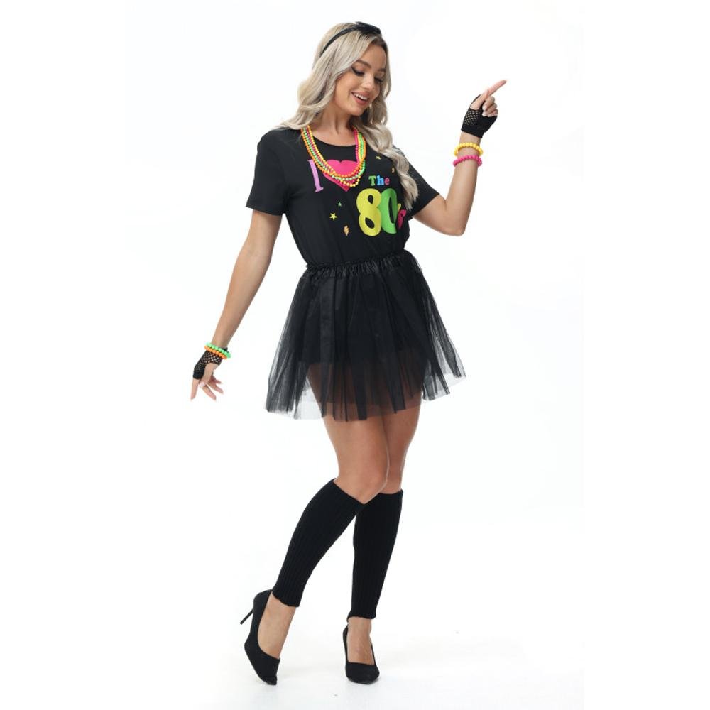 Buy80s Costumes Printed T - shirt Gauze Skirt Suit Halloween For Female Now Cheaper With 3 - 5 Days Ship - PajamasBuy