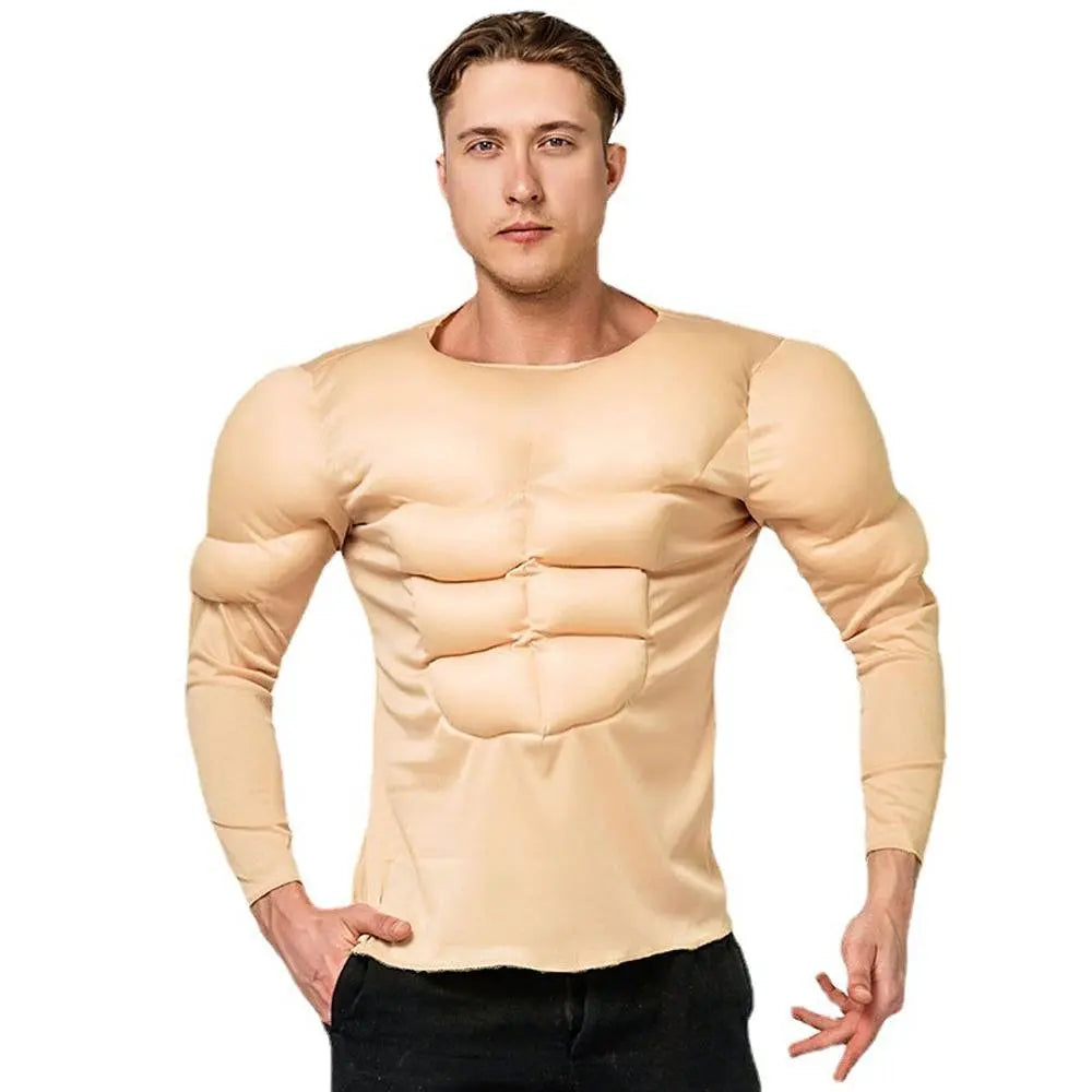 Adult Muscle T-Shirt Costume Funny Fake Abs Costume Masquerade Cosplay - Pajamasbuy