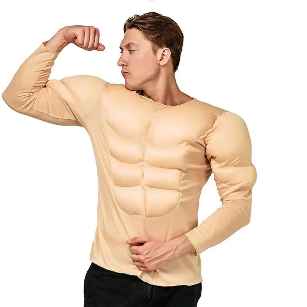 Adult Muscle T-Shirt Costume Funny Fake Abs Costume Masquerade Cosplay - Pajamasbuy