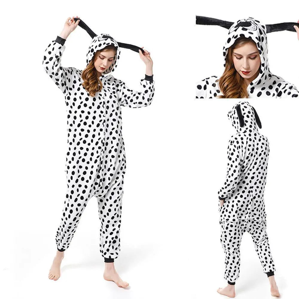 Adult New Long Dalmatian Dog Kigurumi Onesies Pajamas Costume - Pajamasbuy