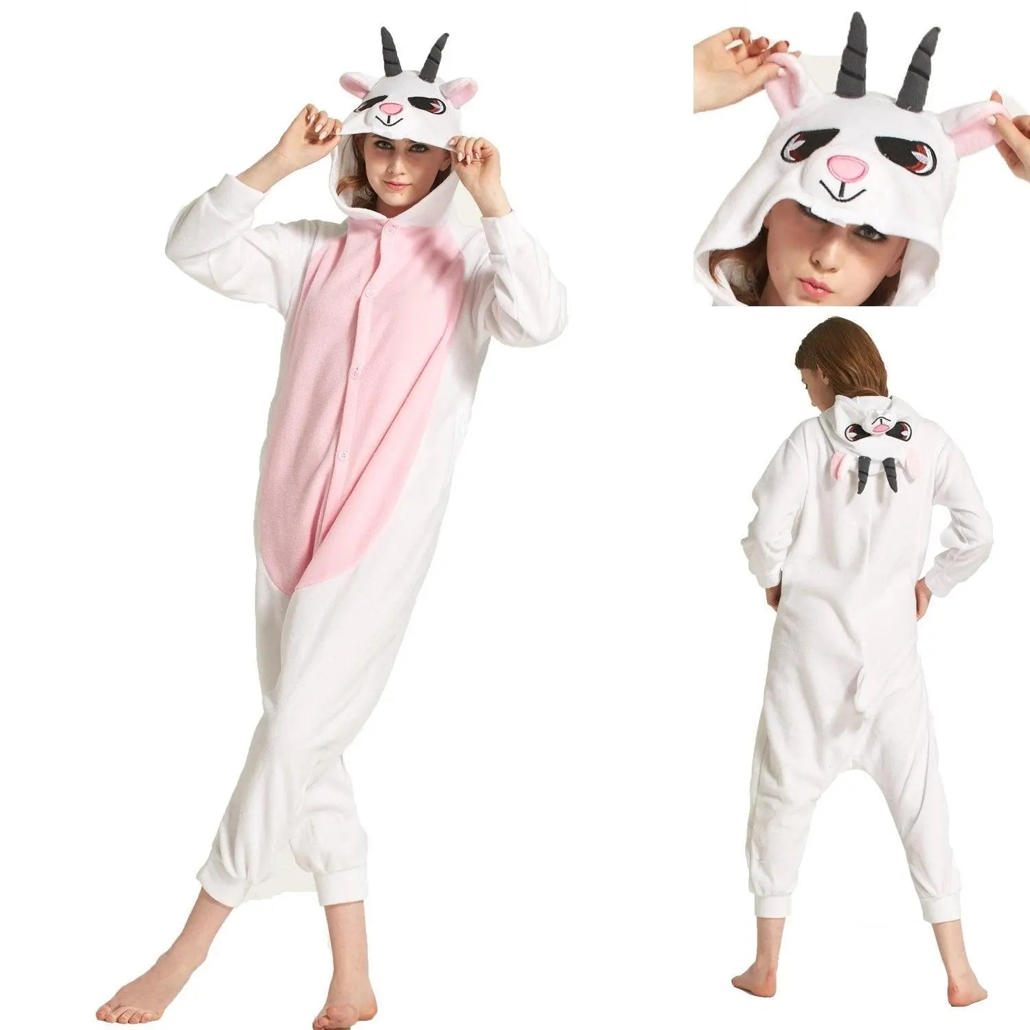 Adult Pink Goat Onesies Hoodie kigurumi Costume Pajamas - Pajamasbuy