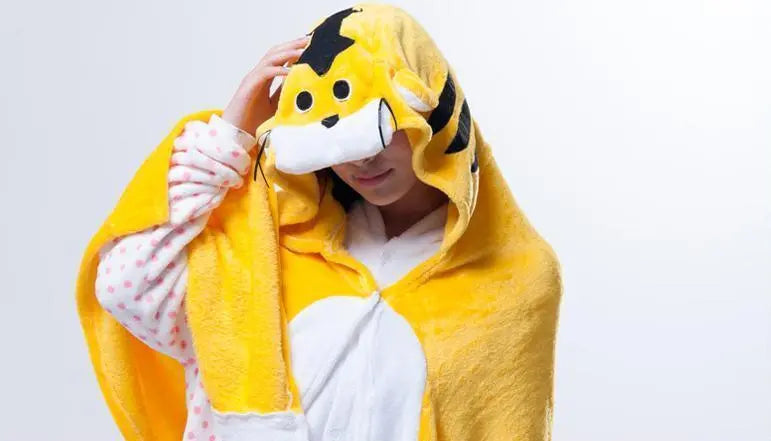 Animal Kigurumi Yellow Tiger Cosplay Costume Cloak Shawl - Pajamasbuy