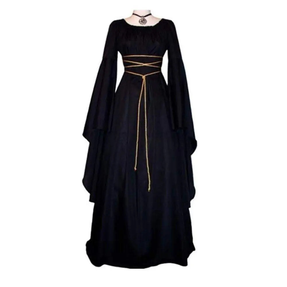 Antique solid color Halloween witch long sleeve dress - Pajamasbuy