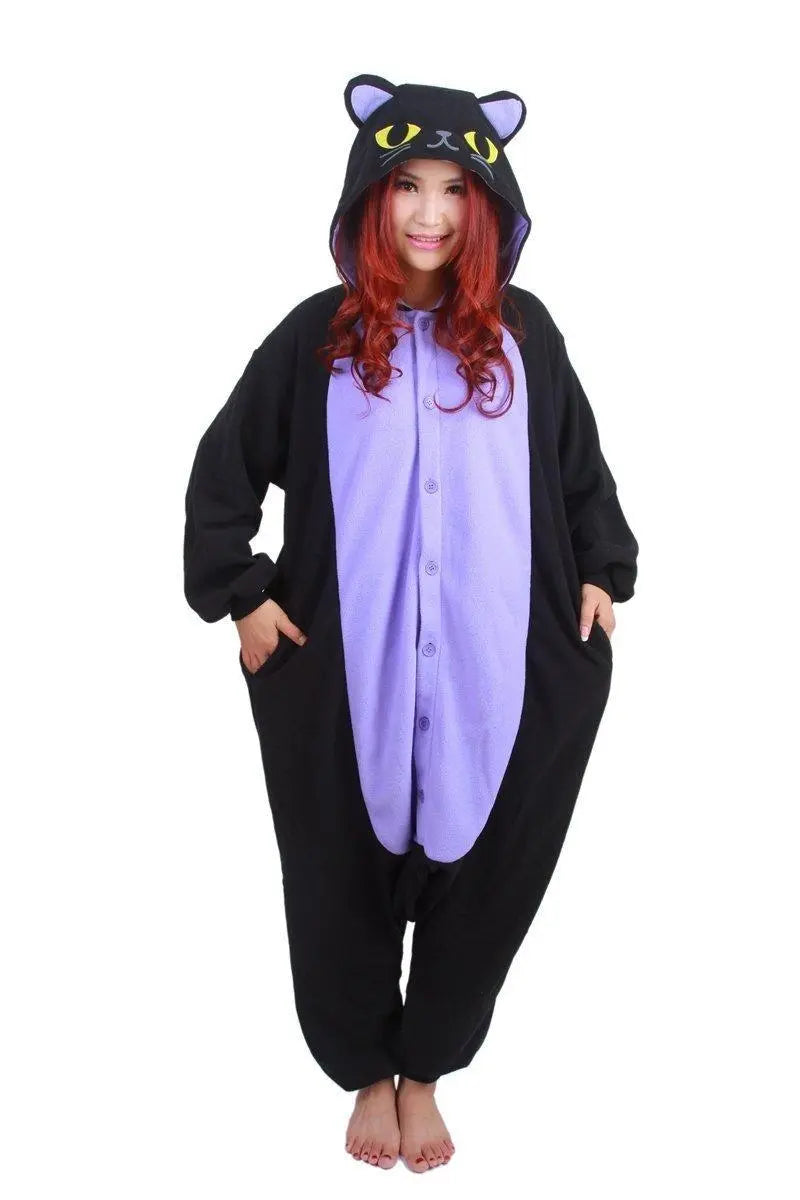 Black Kitty Cat Kigurumi Animal Onesies Costumes Pajamas - Pajamasbuy