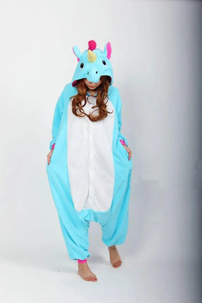 Blue Unicorn Onesies Pajama Kigurumi Costume Long Sleeves - Pajamasbuy