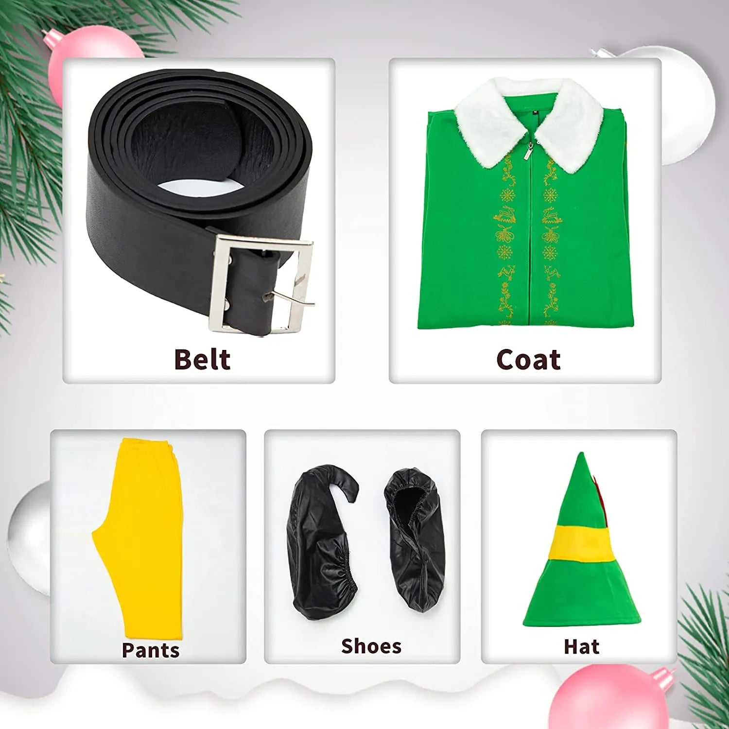 Buddy Elf Christmas Cosplay Costume Full Set Party Costumes for Men - Pajamasbuy