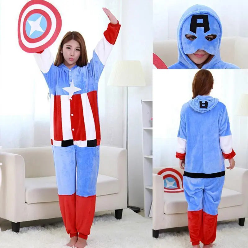 Captain America Avengers Costume Onesie Pajamas Kigurumi - Pajamasbuy