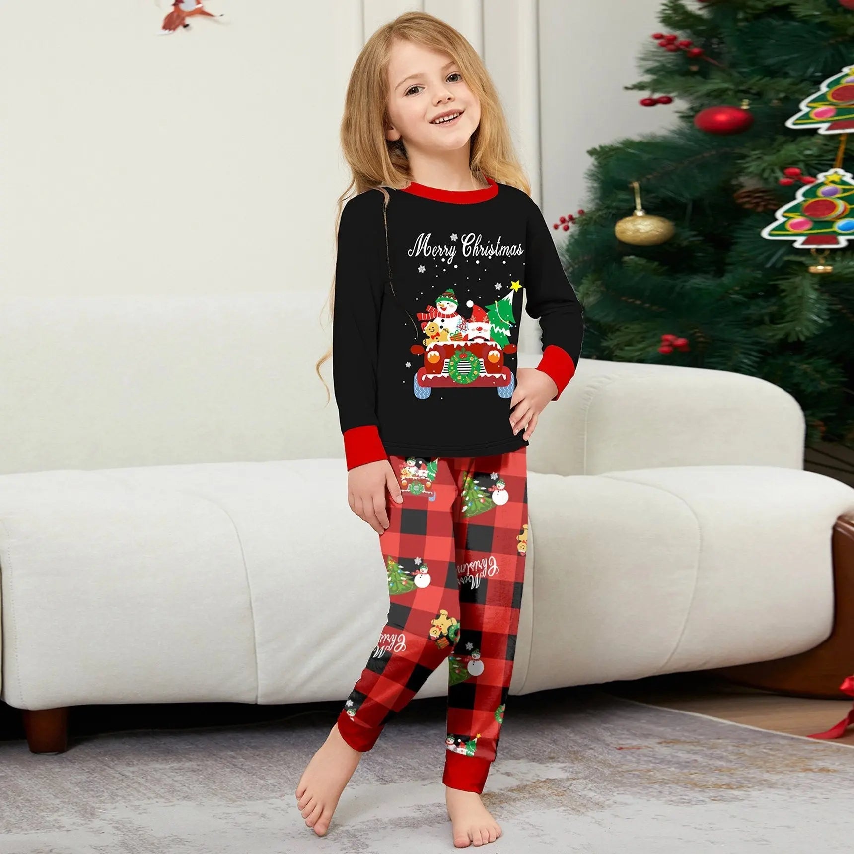 Car Snowman Print Christmas Family Matching Pajamas Party Sets - Pajamasbuy