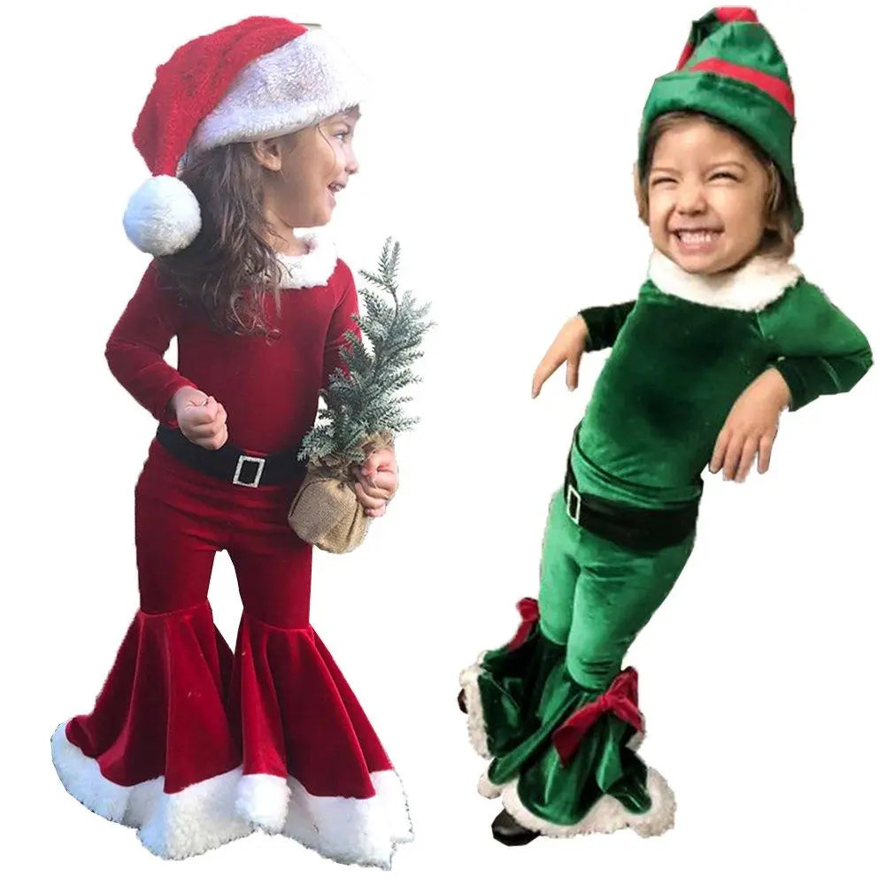 Christmas Costume Kids' Long Sleeve Top Bell Bottoms Trousers Suit - Pajamasbuy