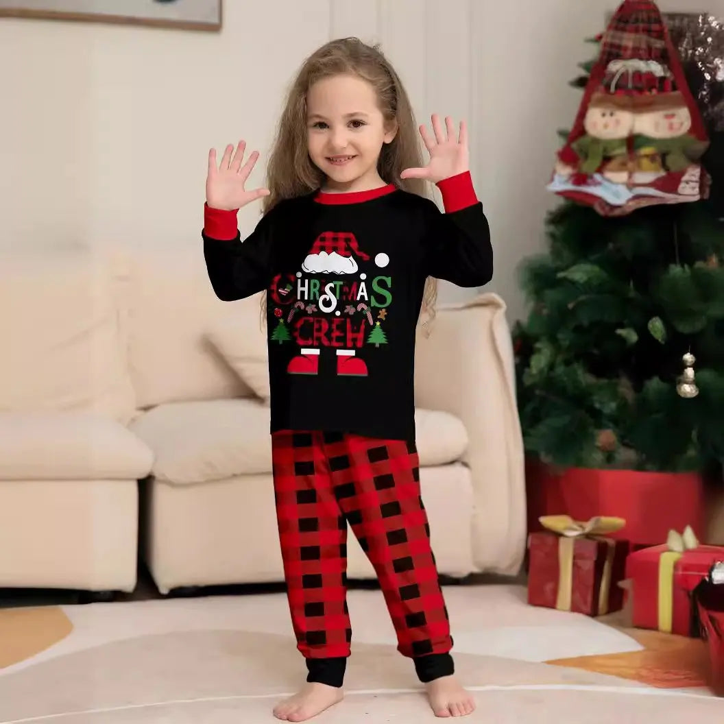 Christmas Hat Letter Red Black Checkered print Family Matching Pajamas Sets - Pajamasbuy