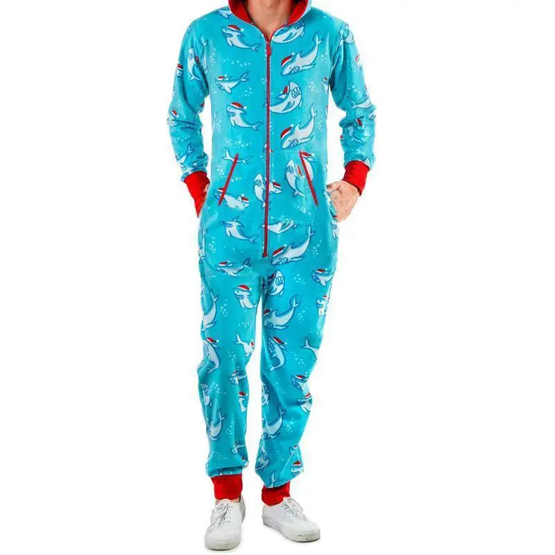 Christmas Pajamas Jumpsuit Humping Reindeer Elk Balls Hoodie for Men - Pajamasbuy