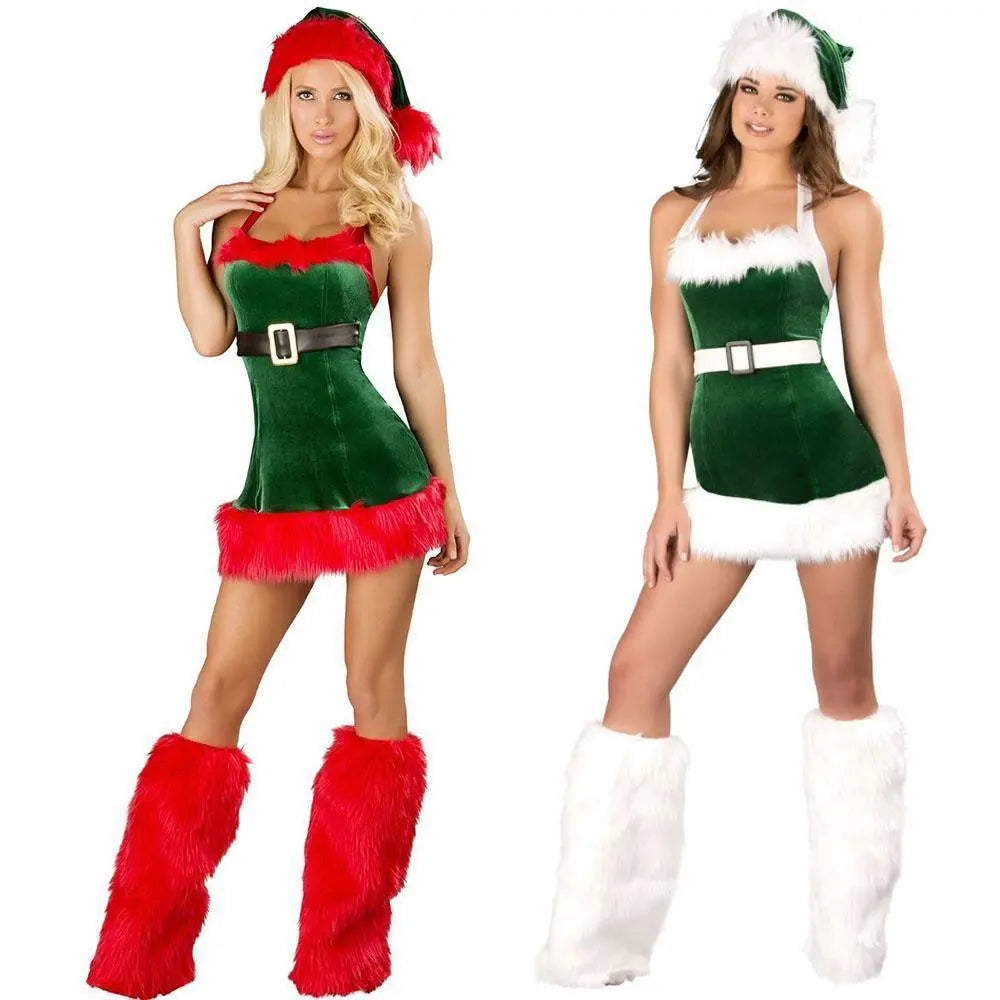 Christmas Sexy Green Tree Suit Santa Claus Costumes Adults Uniform - Pajamasbuy