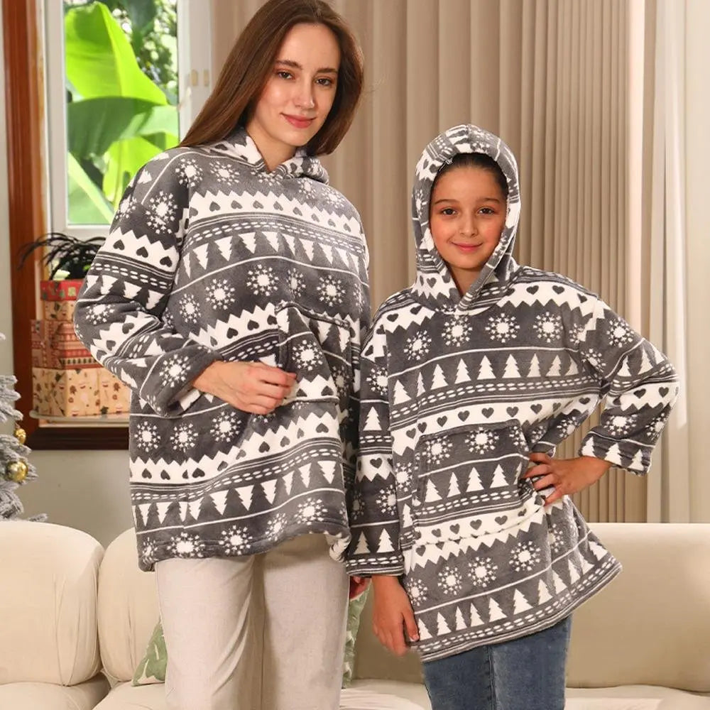 Christmas Tree Print Family Matching Pajamas Lounger Clothes Hooded - Pajamasbuy