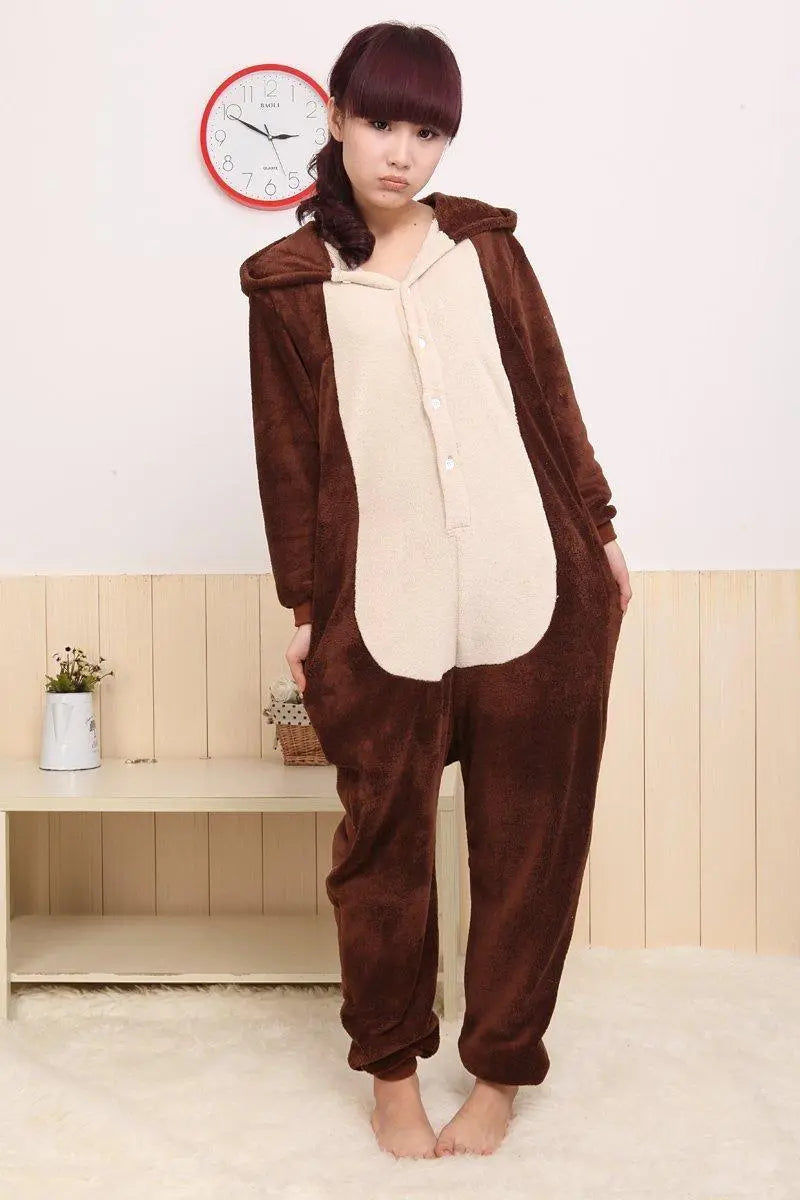 Coffee Squirrel Animal Onesie Hoodie Kigurumi Costume Pajamas - Pajamasbuy