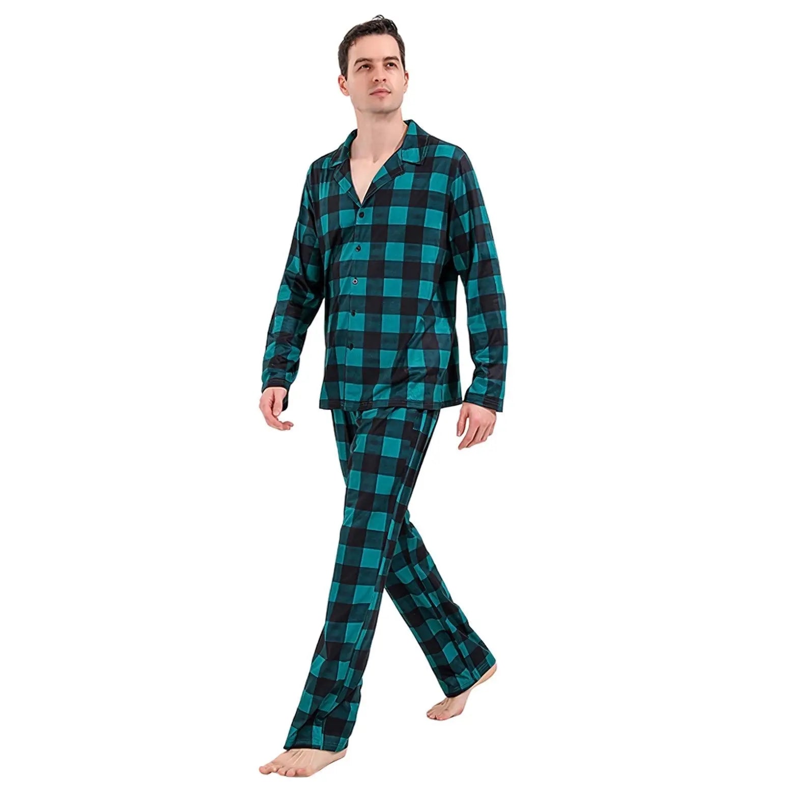 Dark Green Plaid Christmas Family Couples Matching Pajamas Party Sets - Pajamasbuy