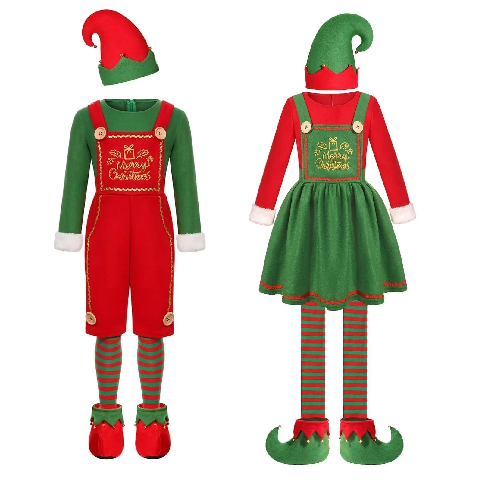 Elf Costume for Girls Boy Kids Christmas Party Dress Outfit - Pajamasbuy