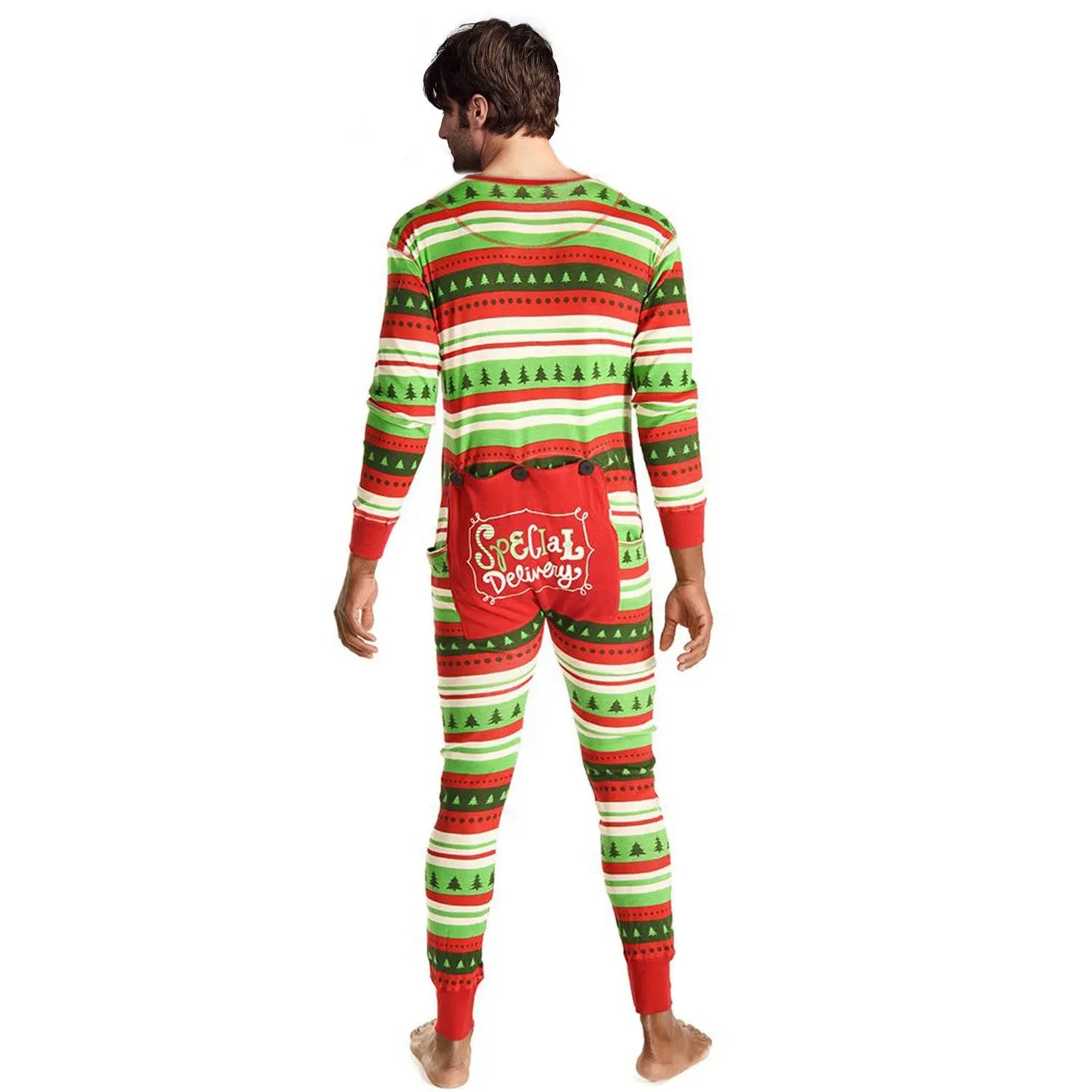 Family Christmas Matching Pajamas Jumpsuit with Fun Patch On Butt for Adults Kids and Babies| Pajamasbuy