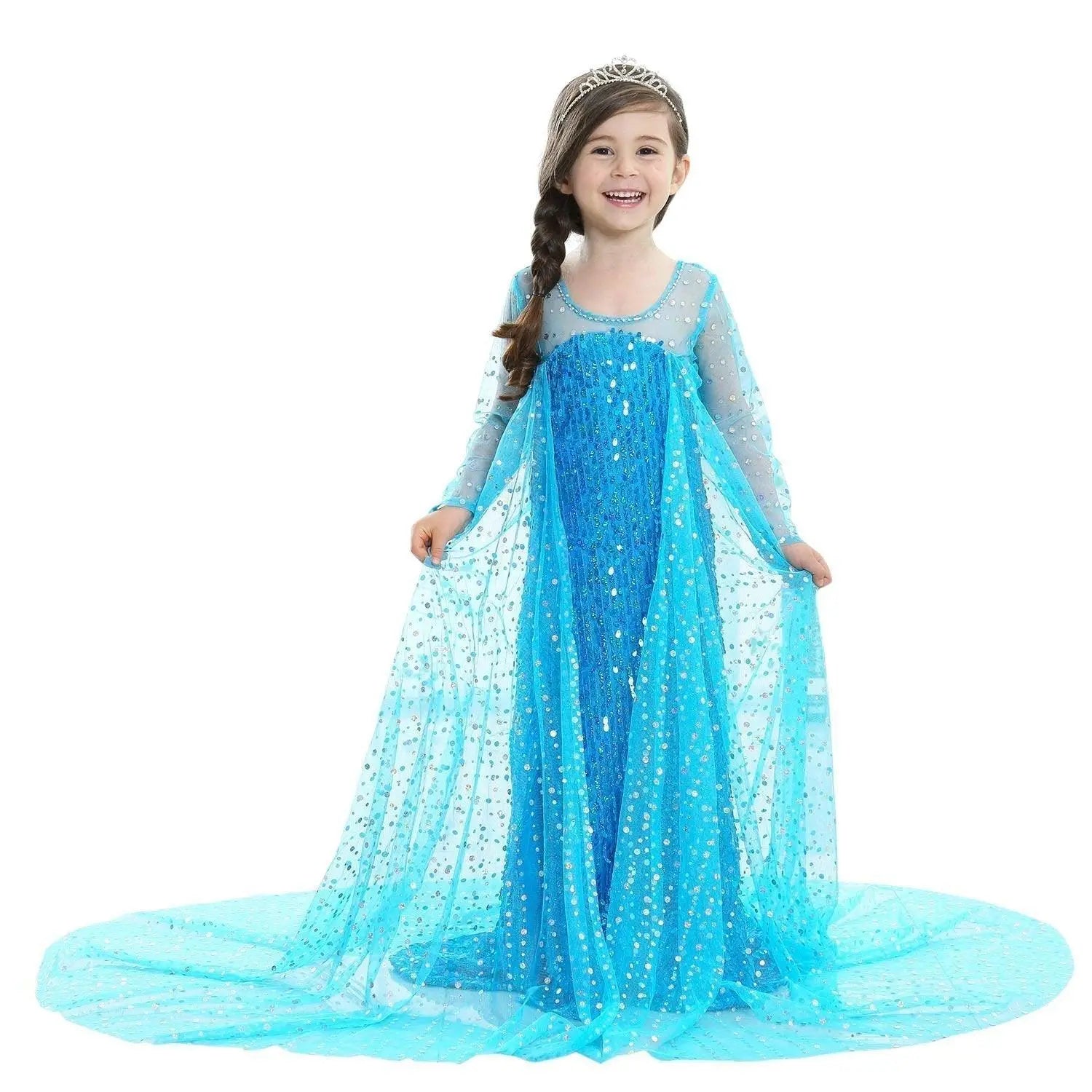 Frozen Elsa Costume Long Sleeve Girl Party Princess Dress - Pajamasbuy