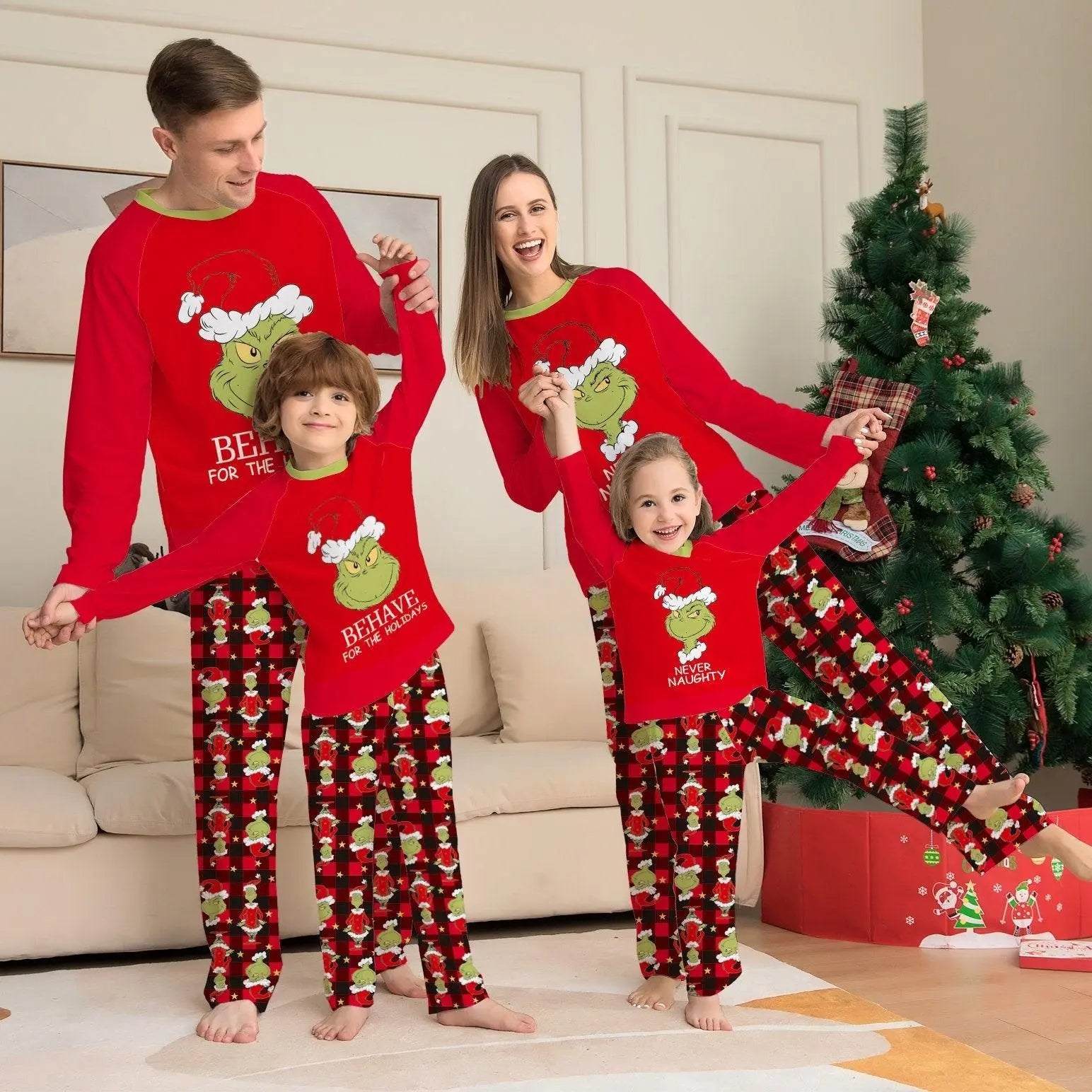 Grinch Letter Christmas Family Couples Matching Pajamas Party Sets - Pajamasbuy