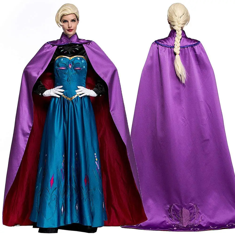 Halloween Adult Snow Queen Anna Cosplay Costume Dress - Pajamasbuy