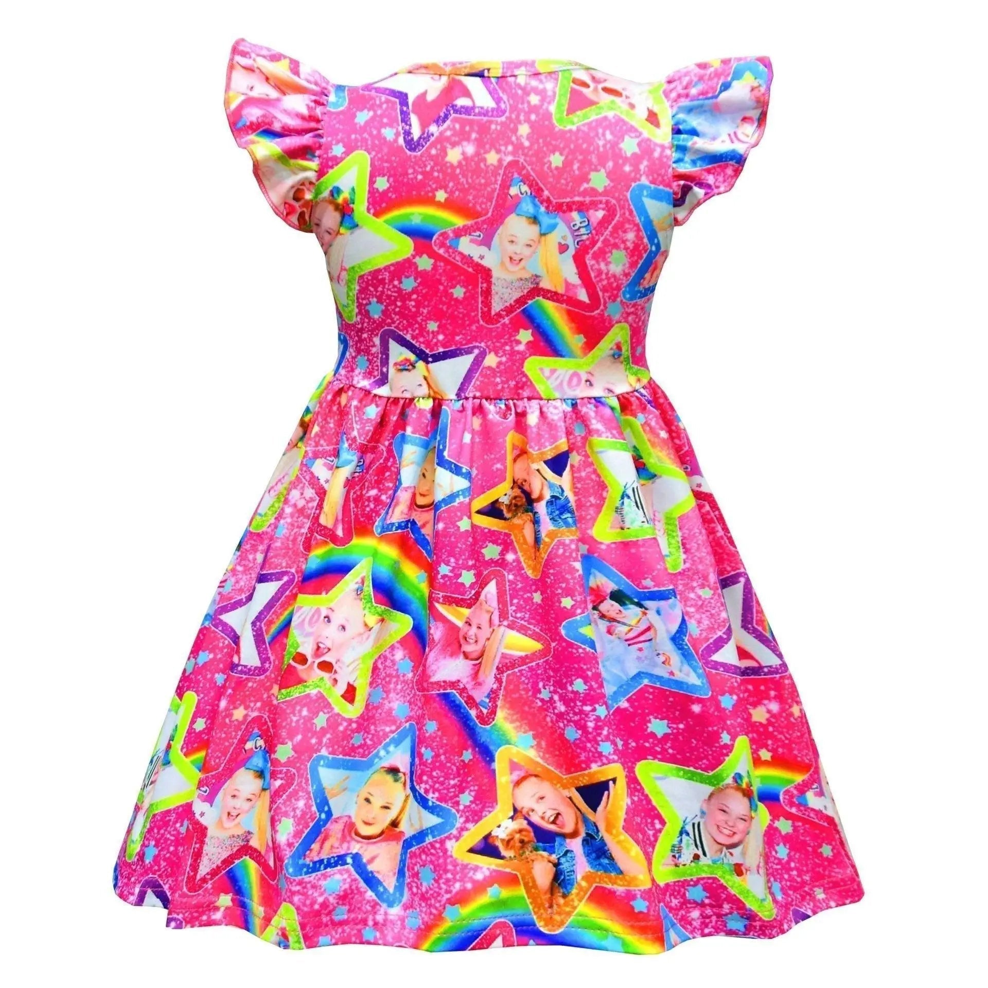 JoJo Siwa Cute Girls Costume Cartoon Unicorn Ruffle Sleeve Dresses Gift - Pajamasbuy