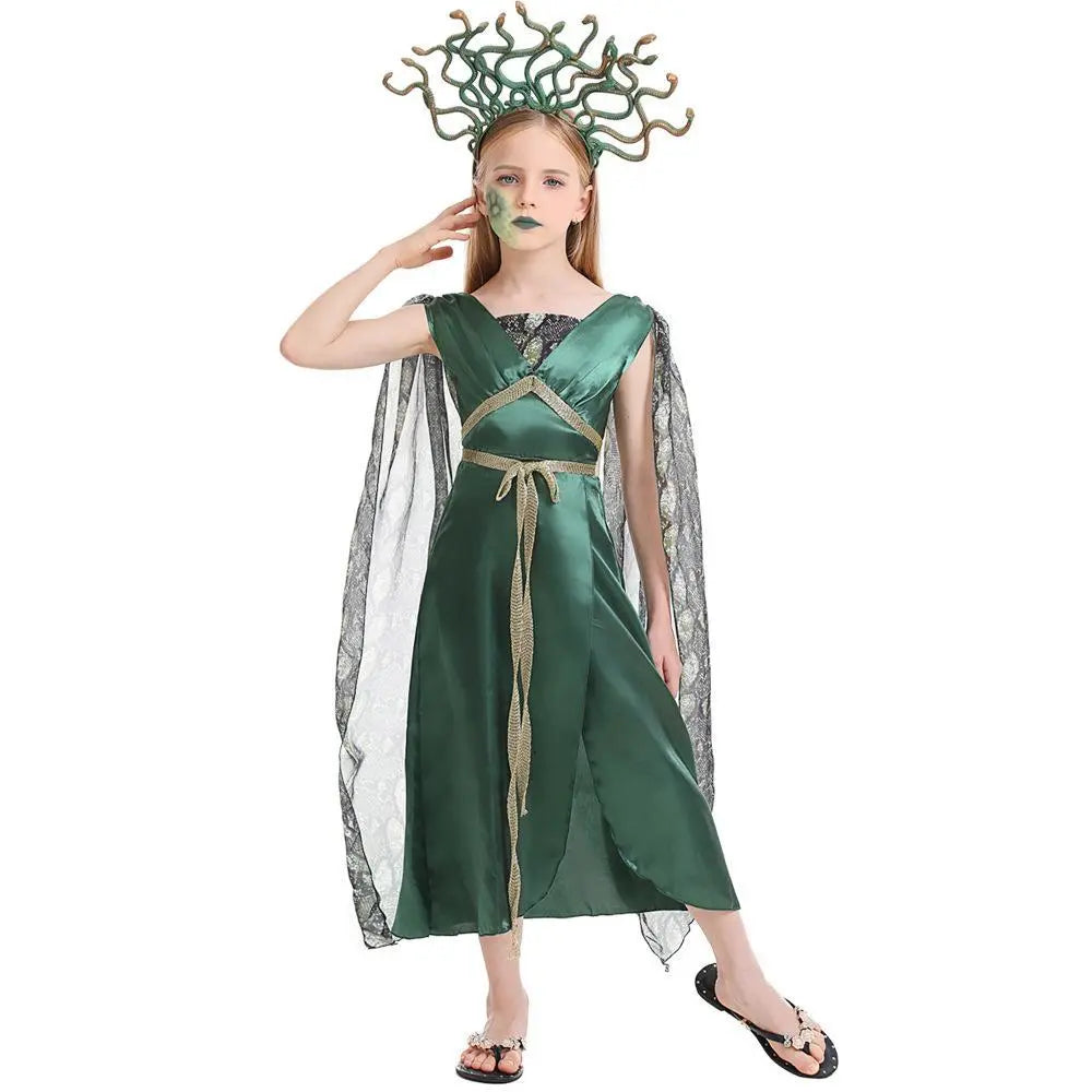 Kids Greek mythology blue Medusa Gorgon cosplay Halloween costume - Pajamasbuy