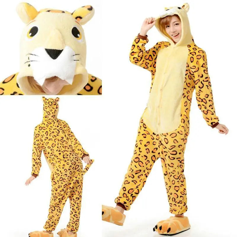 Leopard Tiger Adult Animal Kigurumi Onesies Pajama Costumes - Pajamasbuy