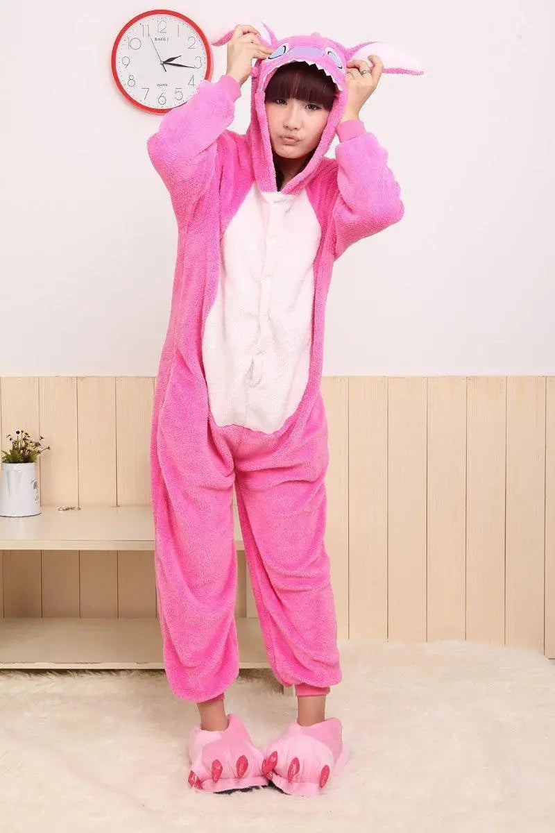 Pink Stitch Onesies Pajamas Animal Costume Hoodie Kigurumi - Pajamasbuy