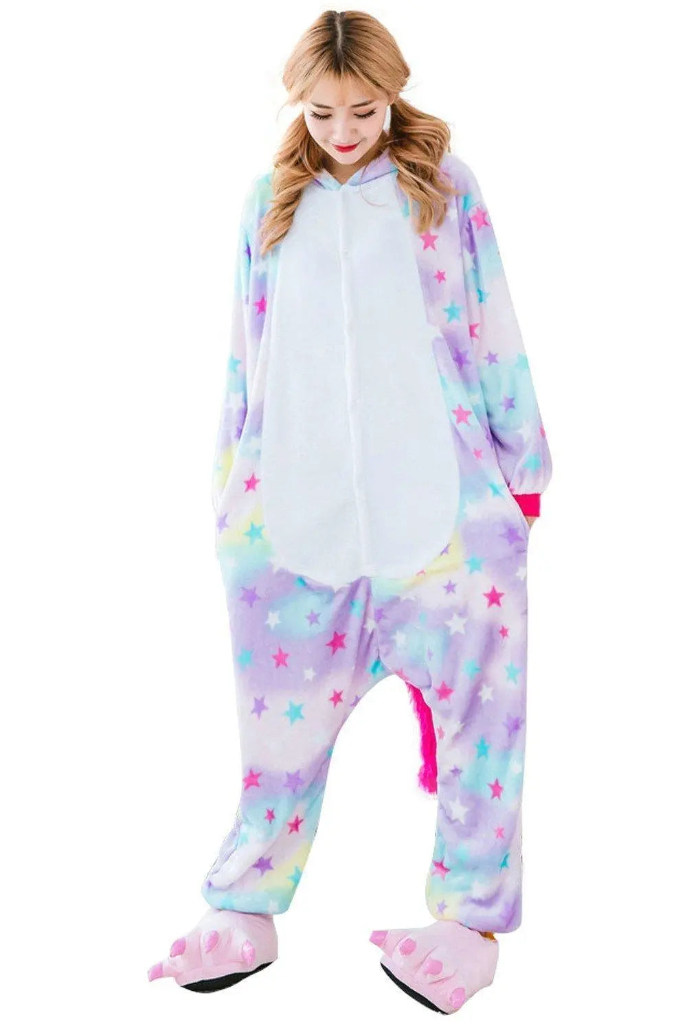 Rainbow Unicorn Adult Unisex Pajamas Costume Onesie Kigurumi - Pajamasbuy