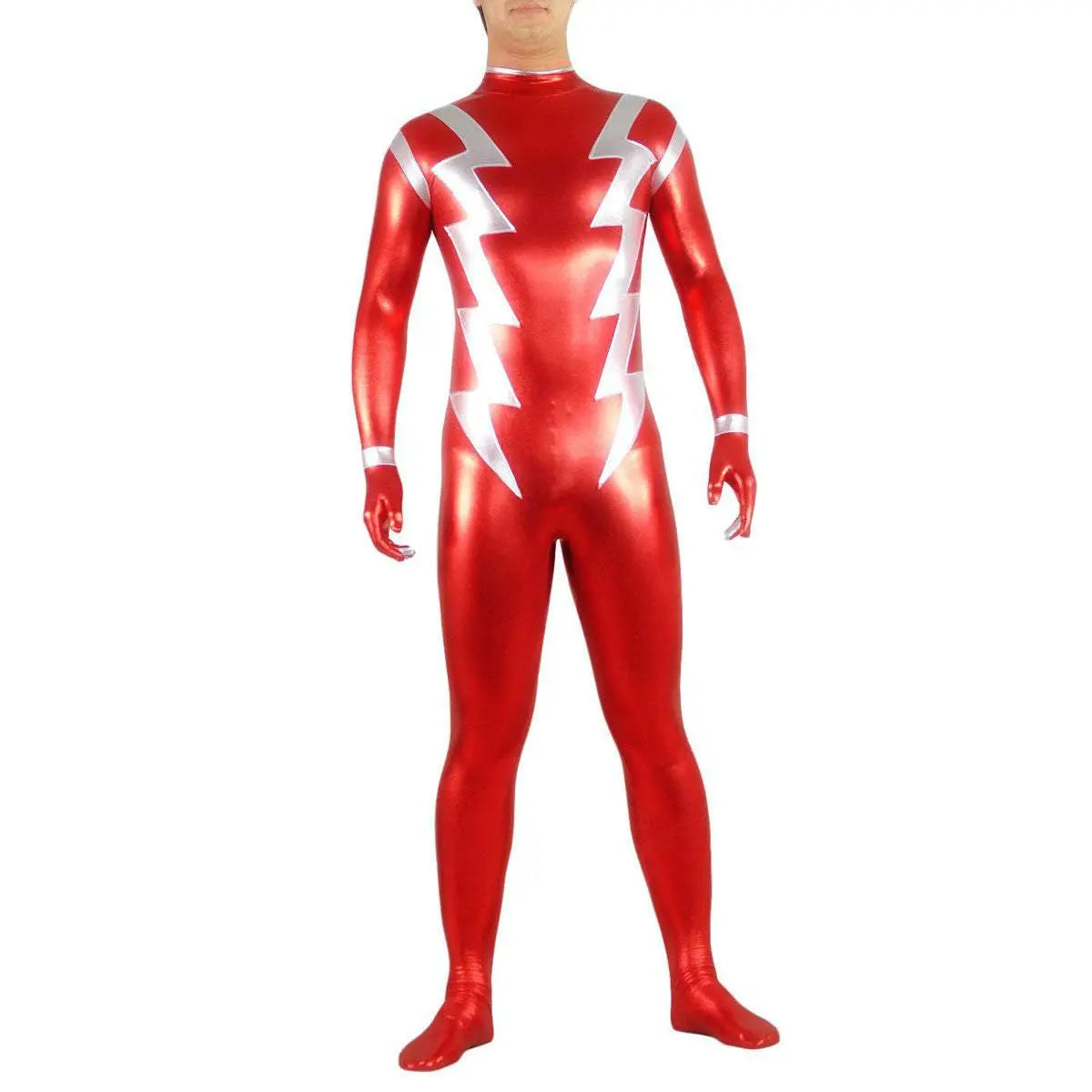 Red Silver Headless Lycra Spandex Bodysuit Zentai Cosplay Costume - Pajamasbuy