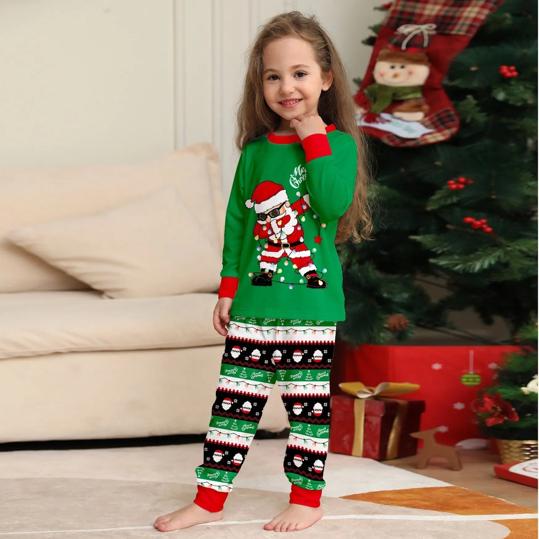 Santa Light Print Christmas Family Couples Matching Pajamas Party Sets - Pajamasbuy