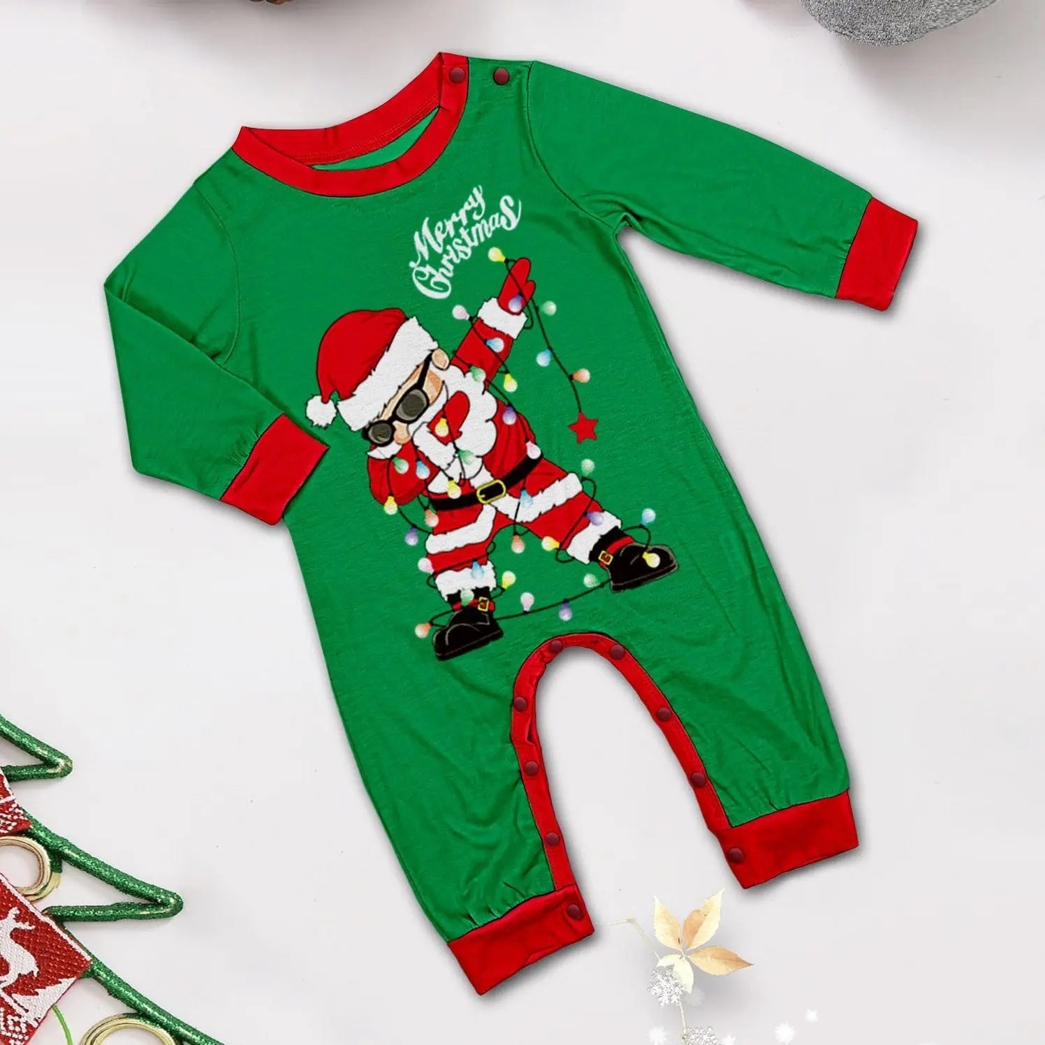 Santa Light Print Christmas Family Couples Matching Pajamas Party Sets - Pajamasbuy