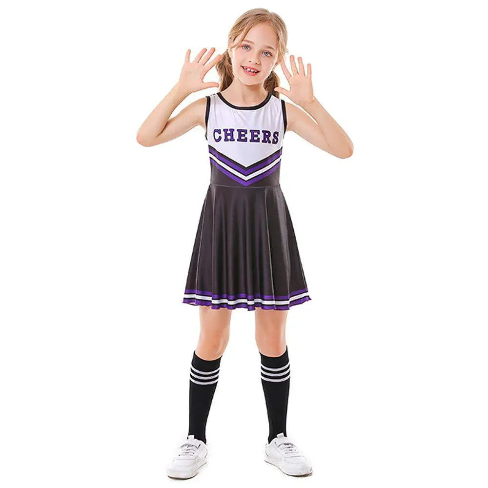 School Cheerleading Uniform Costume Cheerleader Party Dress Halloween Outfit Dress Up For Girls - Pajamasbuy