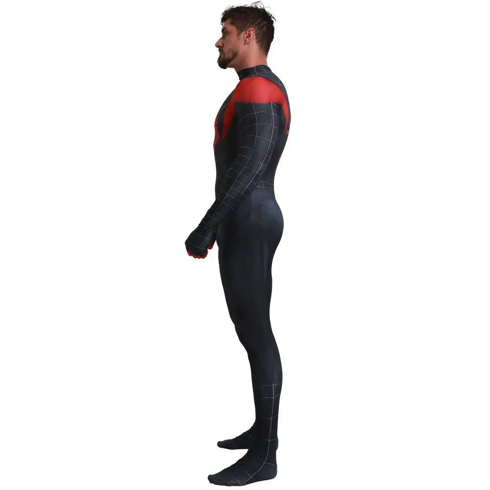 Spider - Man Into the Spider - Verse Miles Morales Costume Adults Cosplay Party Jumpsuit Halloween - Pajamasbuy