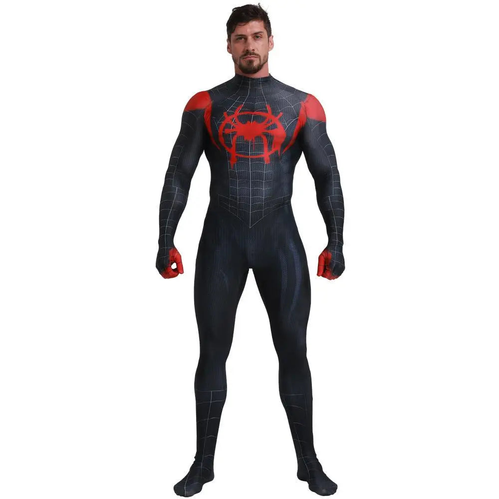 Spider - Man Into the Spider - Verse Miles Morales Costume Adults Cosplay Party Jumpsuit Halloween - Pajamasbuy