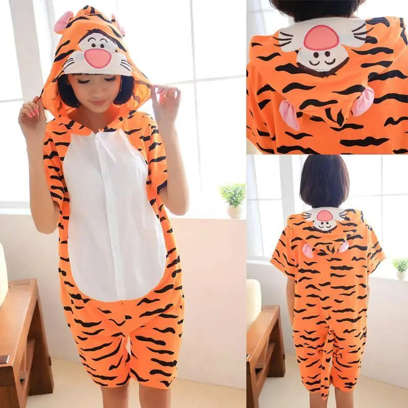 Tigger Pajamas Onesie Hoodie Kigurumi Short Sleeve Costume - Pajamasbuy