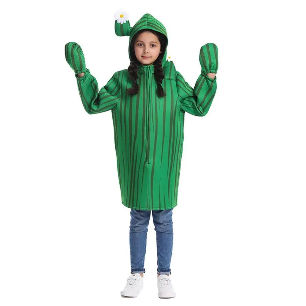 Unisex Kids Cactus Costume Cosplay Halloween Party Dress Up Plant Jumpsuit - Pajamasbuy