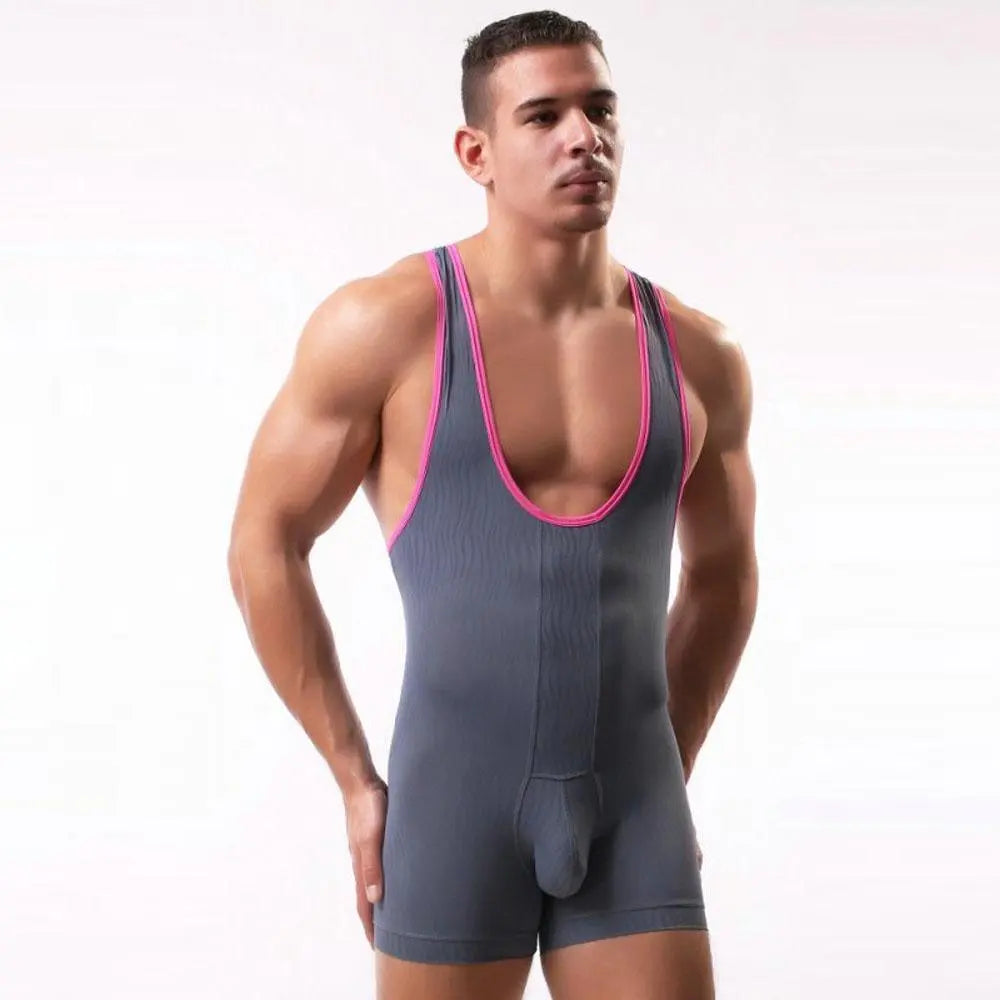 Water Pattern Printed Jumpsuit Fitness Wrestling Singlet Underwear Men - Pajamasbuy