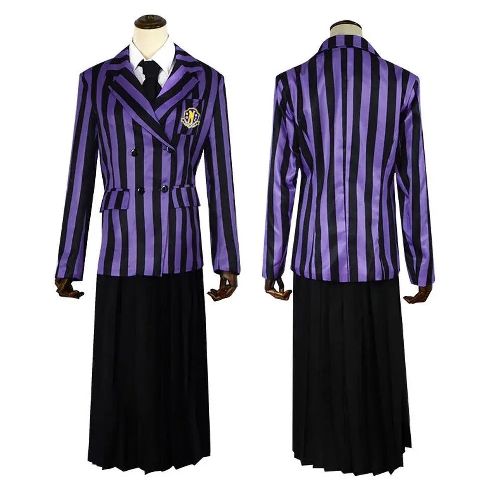 Wednesday Costume The Addams Family Cosplay Costumes Purple Skirt Suit For Adult - Pajamasbuy