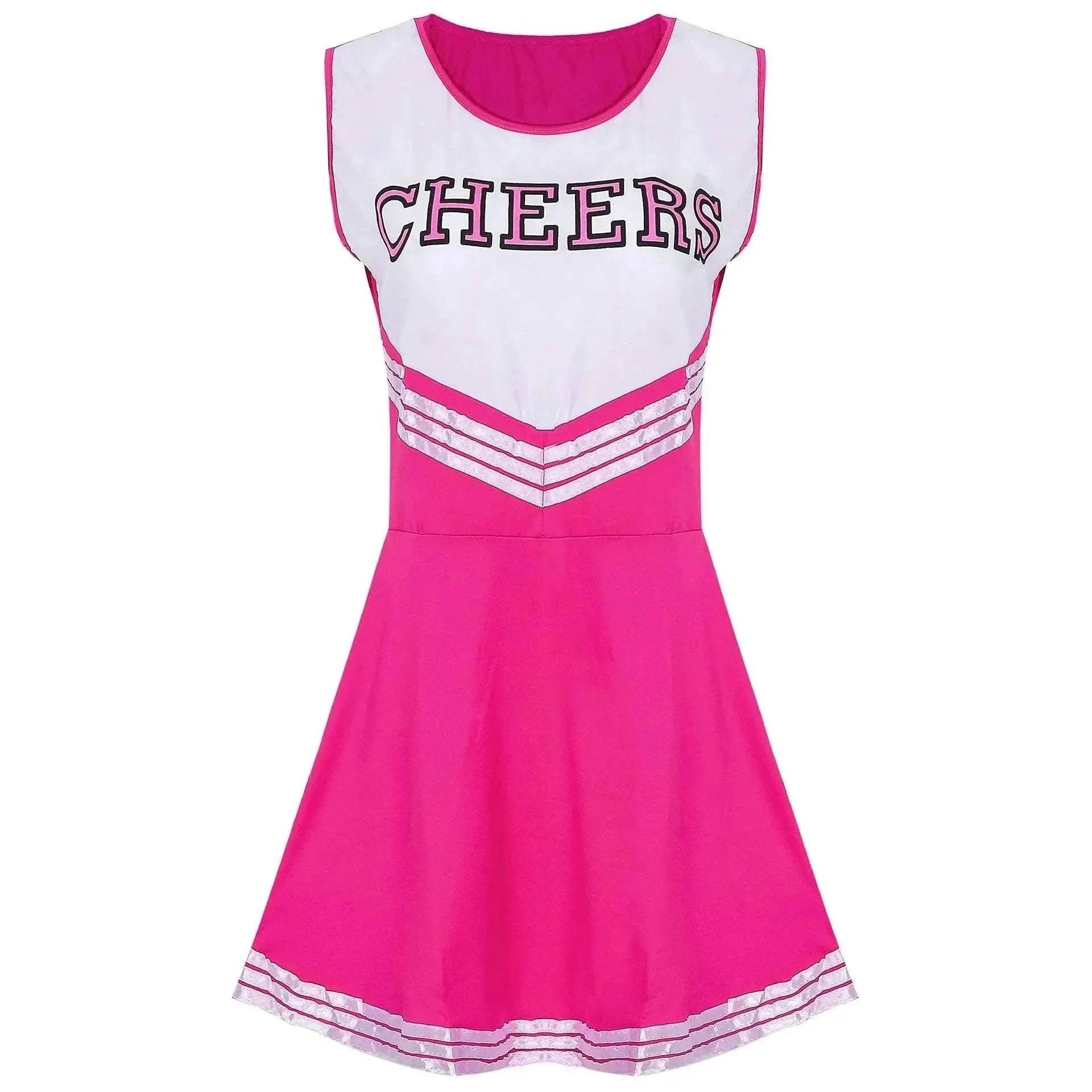 Women Cheerleader Costume Outfit With Poms Fancy Uniform Sports Dress - Pajamasbuy