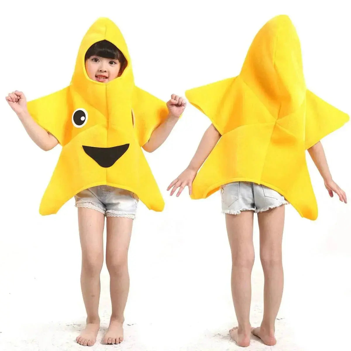 Yellow Star Smile Face Kigurumi Costume Kids Halloween Party Outfit - Pajamasbuy