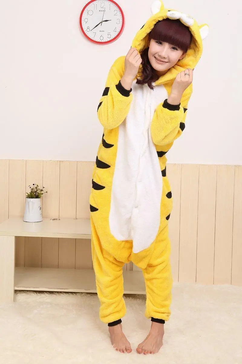 Yellow Tiger Pajamas Onesies Animal Kigurumi Hoodie Costume - Pajamasbuy