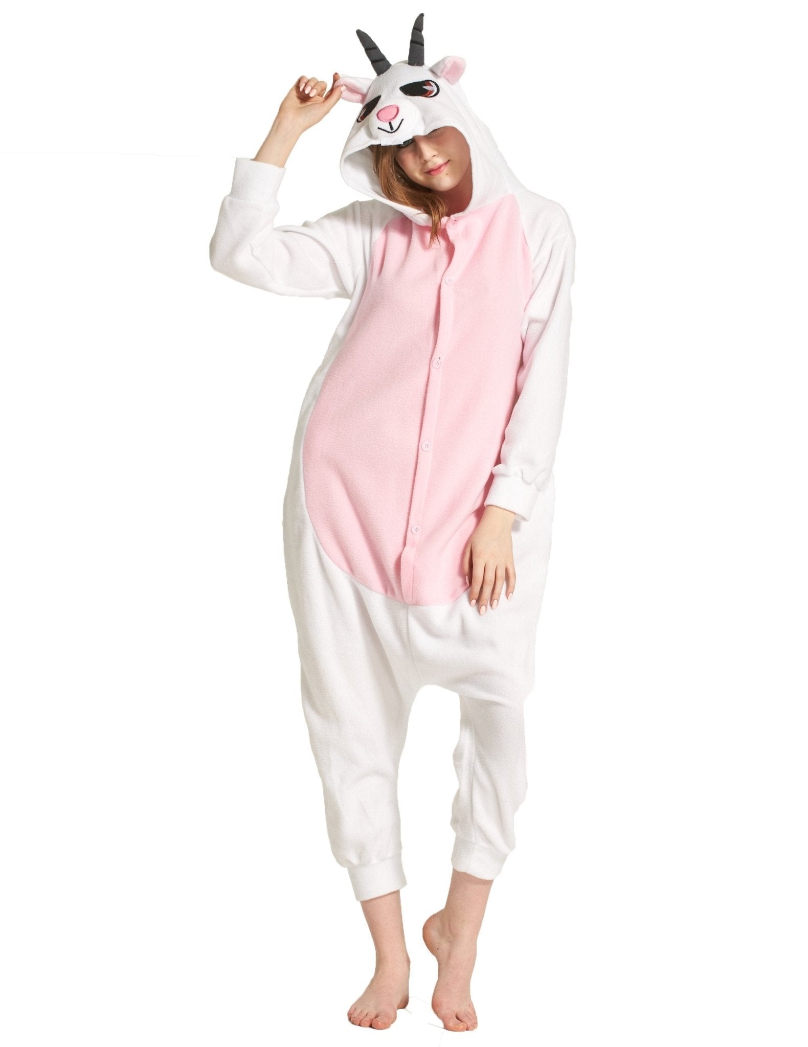 BuyAdult Pink Goat Onesies Hoodie kigurumi Costume Pajamas Now Cheaper With 3 - 5 Days Ship - PajamasBuy