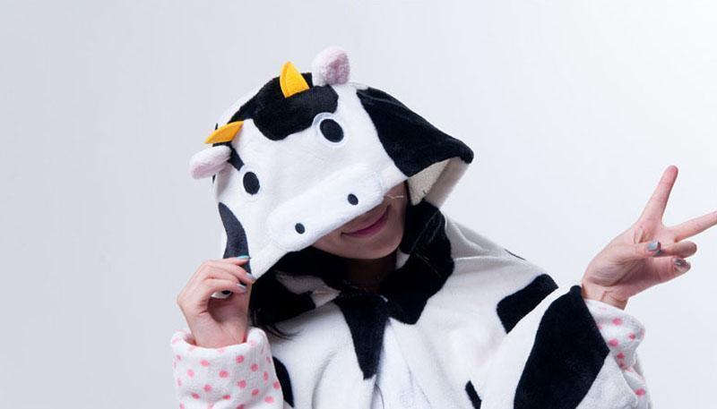 Animal Cute Kigurumi Cow Cosplay Costume Hoodie Cloak - Pajamasbuy