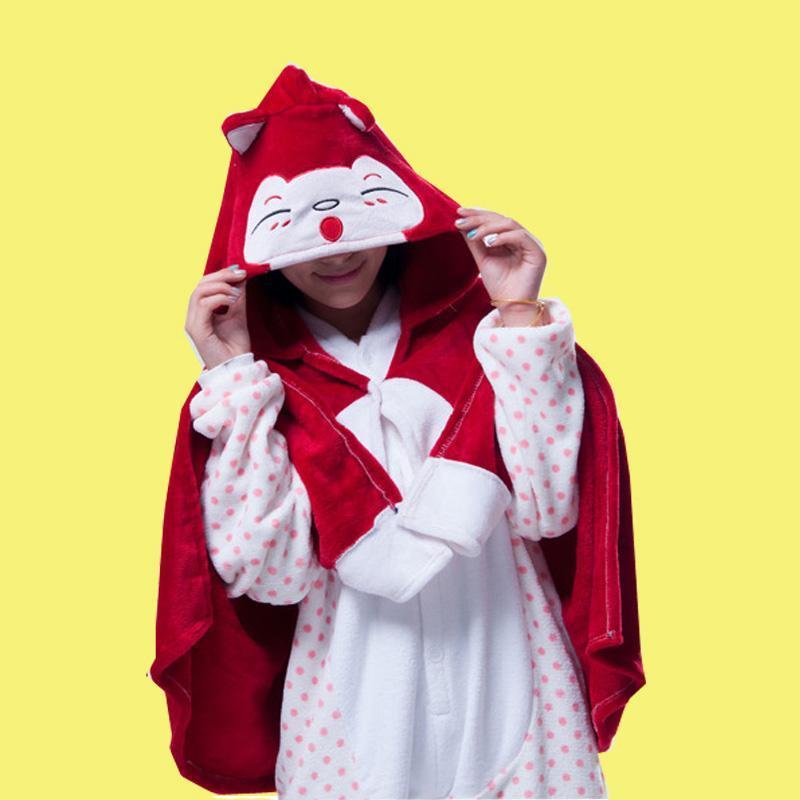 BuyAnimal Kigurumi Red Fox Ali Cosplay Costume Hoodie Cloak Shawl Now Cheaper With 3 - 5 Days Ship - PajamasBuy