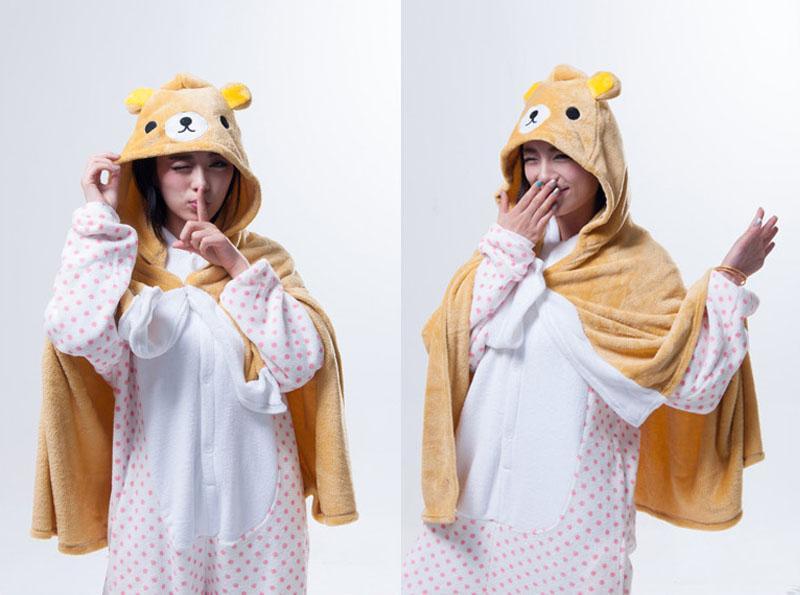 BuyAnimal Kigurumi Rilakkuma Cosplay Costume Hoodie Cloak Shawl Now Cheaper With 3 - 5 Days Ship - PajamasBuy