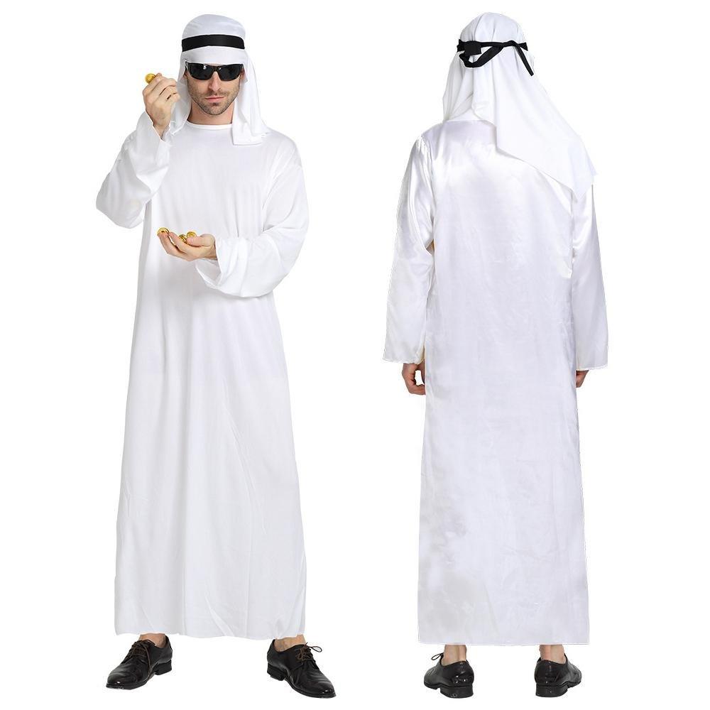 Arab sheik Prince masquerade male pure white Middle East Dubai clothes - Pajamasbuy