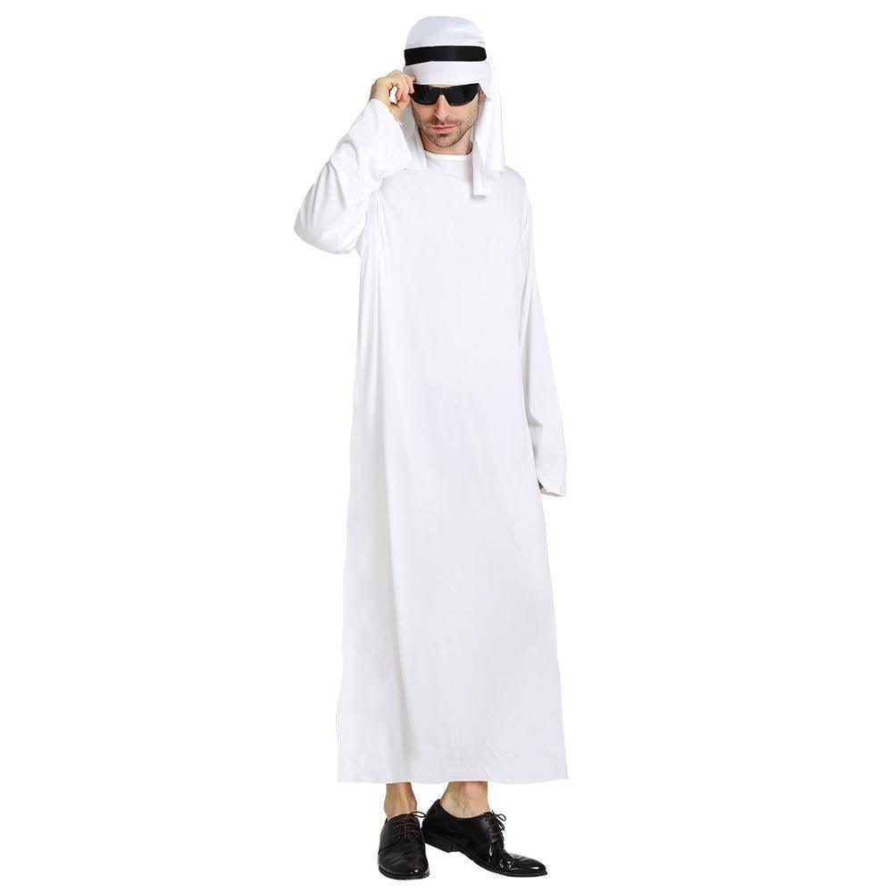 Arab sheik Prince masquerade male pure white Middle East Dubai clothes - Pajamasbuy