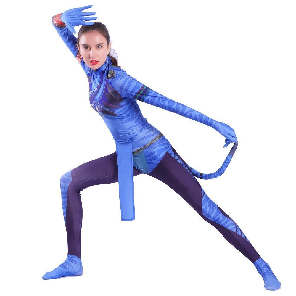 BuyAvatar 2 Neytiri Battle Costume Tail Suit Unisex Jumpsuit Halloween Cosplay Zentai Bodysuit for Adult Kids Now Cheaper With 3 - 5 Days Ship - PajamasBuy